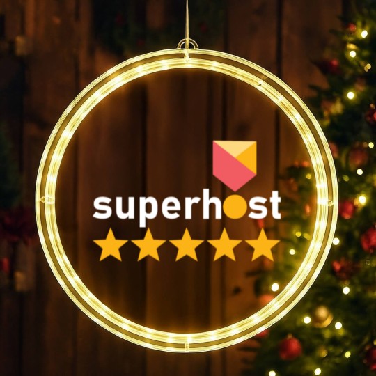 Discover Airbnb Superhost, airbnb travel, proud host, LED Christmas Window Lights