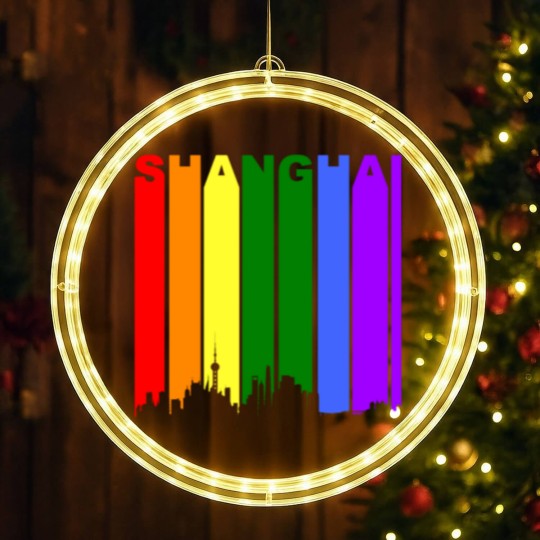 Discover Shanghai China Rainbow LGBT Gay Pride LED Christmas Window Lights