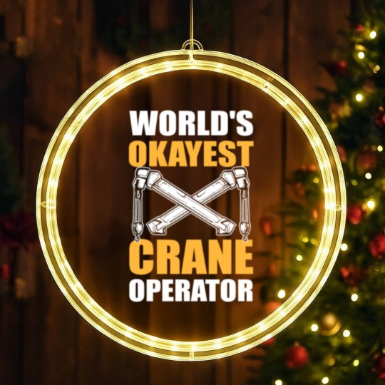 Discover Worlds Okayest Crane Operator Construction Worker LED Christmas Window Lights