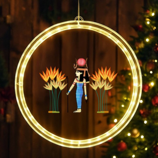 Discover Hathor goddess of love Egypt plant legendary art LED Christmas Window Lights