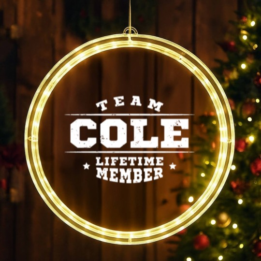 Discover Team Cole Lifetime Member - Surname Family Name LED Christmas Window Lights