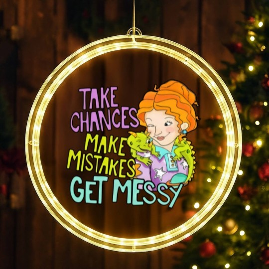 Discover Take Chances Make Mistakes Get Messy LED Christmas Window Lights, Miss Frizzle LED Christmas Window Lights, Magic School Bus