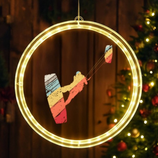 Discover Kite Boarding Kiteboarder Retro Vintage LED Christmas Window Lights