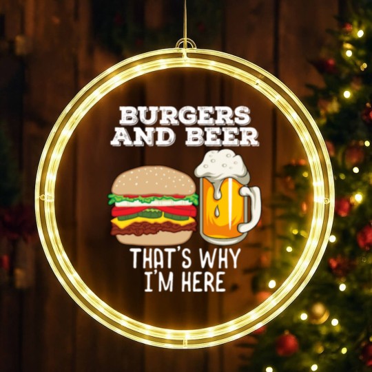 Discover BBq Barbecue Quote Burgers & Beer Fast Food Lover LED Christmas Window Lights