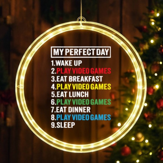 Discover My Perfect Day Video Games Funny Gamer Gift Boys M LED Christmas Window Lights