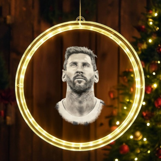 Discover Lionel Messi face Argentina Mens cotton LED Christmas Window Lights Qatar 2022