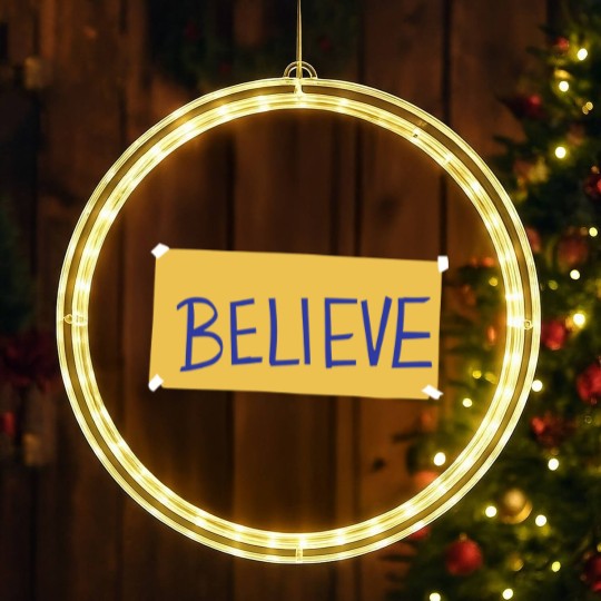 Discover Believe LED Christmas Window Lights, Motivational Sport LED Christmas Window Lights, Ted Lasso Believe Sign LED Christmas Window Lights