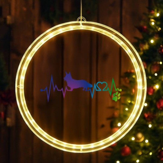 Discover Cardigan Welsh Corgi T-ShirtCardigan Welsh corgi Colorful Heartbeat, Heart & Dog Paw LED Christmas Window Lights LED Christmas Window Lights