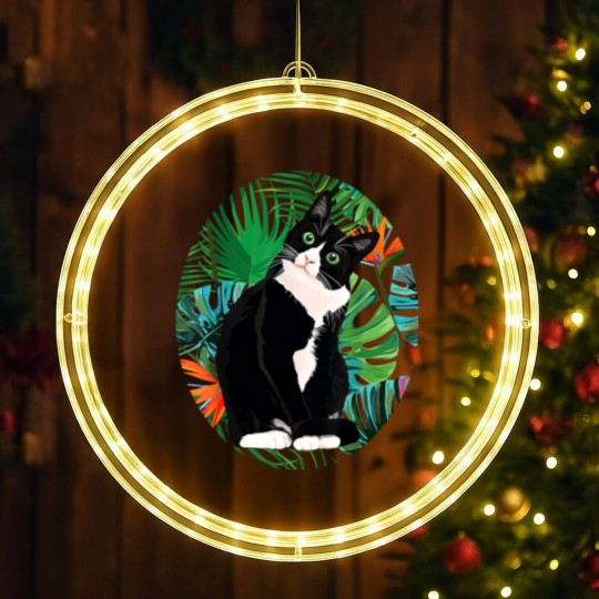 Discover Tuxedo Cat Tropical Gift Animal Lovers LED Christmas Window Lights