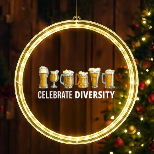 Discover Beer Drinker Celebrate Diversity Craft Beers Men's LED Christmas Window Lights