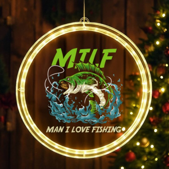 Discover Fishing Man I Love Fishing Attractive Woman MILFS Fisher LED Christmas Window Lights
