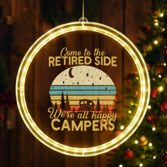 Discover Retired Side We're Happy Campers Retirement Camping Lover LED Christmas Window Lights