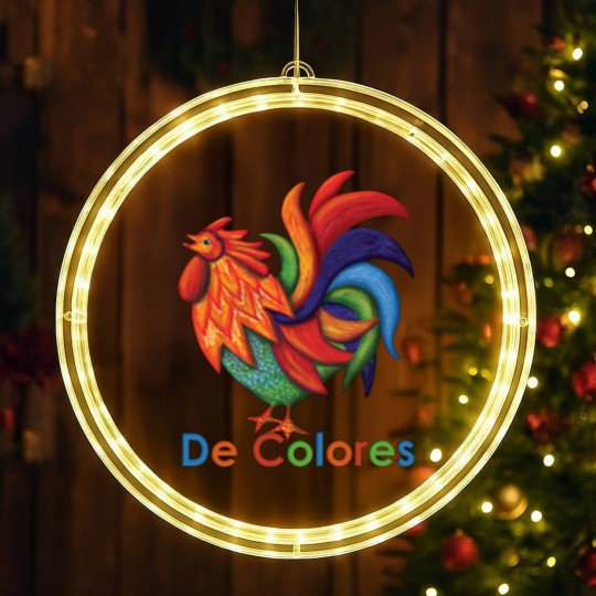 Discover De Colores Rooster Gallo Men's Jersey Polo LED Christmas Window Lights