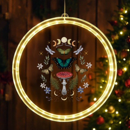 Discover Mystical Forest Floral Celestial Butterfly LED Christmas Window Lights for Wizard and Green Witch, Fairy Grunge Mystical LED Christmas Window Lights