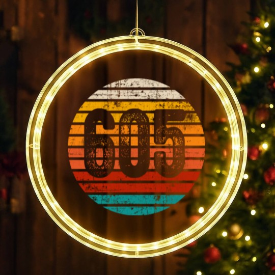 Discover Distressed Vintage Sunset 605 Area Code LED Christmas Window Lights