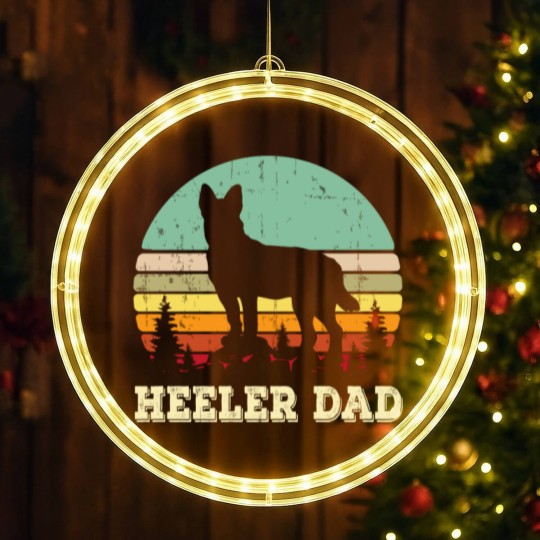 Discover Australian Cattle Dog Red Blue Pet Heeler Dad Cute Mens Gift LED Christmas Window Lights