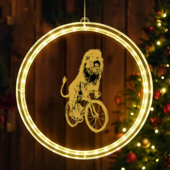 Discover Bicycling Lion LED Christmas Window Lights - Screen Printed Unisex LED Christmas Window Lights, Lion LED Christmas Window Lights, Lion Lovers, Bike LED Christmas Window Lights, Alternative Apparel, Dark Cycle Clothing