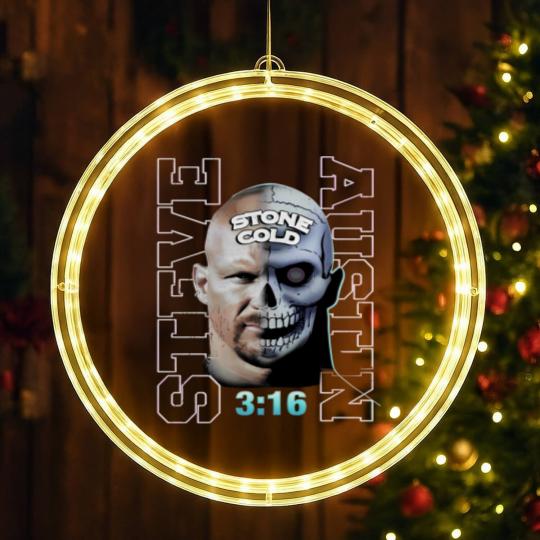 Discover Stone Cold Steve Austin Vintage 90s Bootleg Style LED Christmas Window Lights, Stone Cold Steve Austin LED Christmas Window Lights