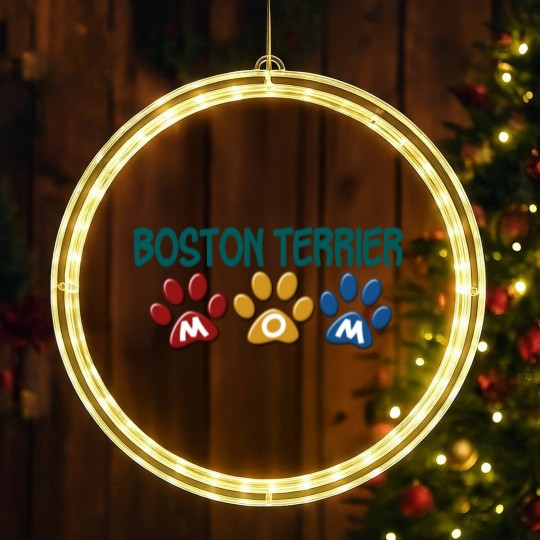 Discover BOSTON TERRIER MOM Paw Print 1 LED Christmas Window Lights