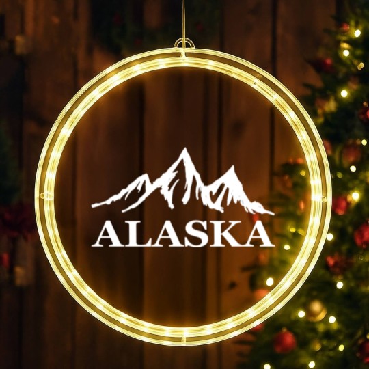 Discover Alaska Mountain LED Christmas Window Lights