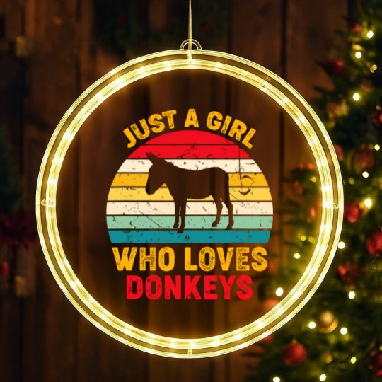 Discover Just A Girl Who Loves Donkeys Retro Sunset Donkey Lovers LED Christmas Window Lights