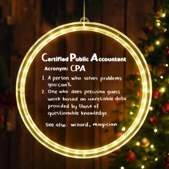 Discover CPA Funny Accountant Gift Idea LED Christmas Window Lights