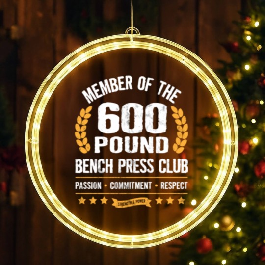 Discover 600 Pound Bench Press Club Strong Men Women Gym LED Christmas Window Lights