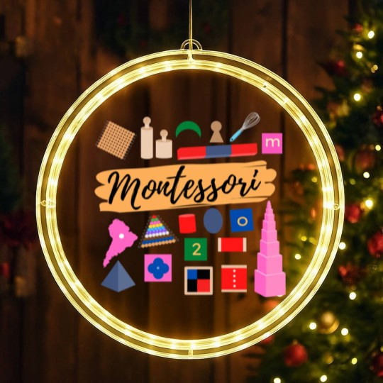 Discover Montessori materials gift for Montessori teacher or Montessori mom LED Christmas Window Lights