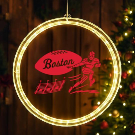 Discover Vintage Football - Boston Patriots (Red Boston Wordmark) - Boston Patriots - LED Christmas Window Lights