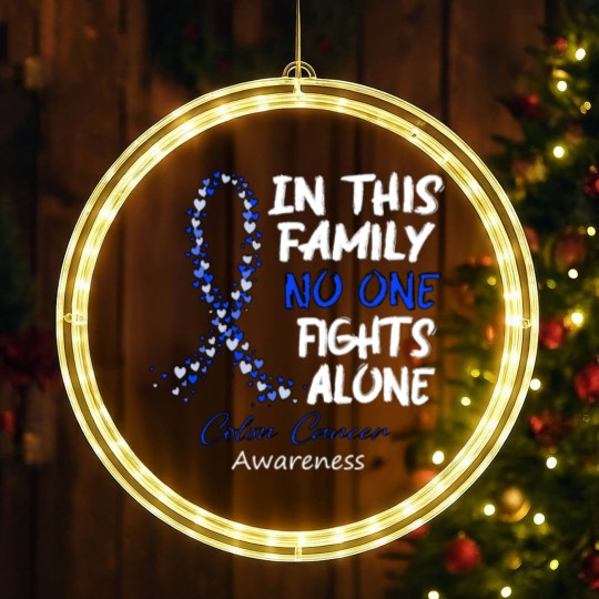 Discover Colon Cancer Awareness In This Family No One Fights Alone - Faith Hope Cure - Colon Cancer Awareness - LED Christmas Window Lights