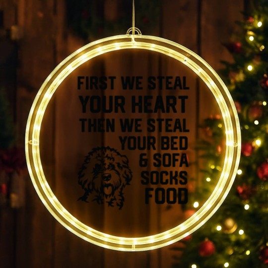 Discover Cockapoo Steal Your Heart Steal Your Bed and Sofa socks food 2 LED Christmas Window Lights
