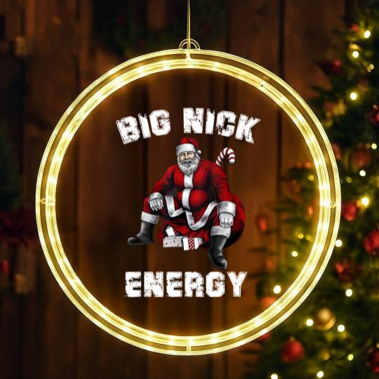 Discover Big Nick Energy LED Christmas Window Lights, Funny Santa Big Nick Energy