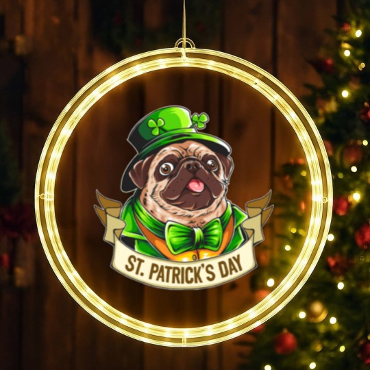 Discover St. Patrick's Day Pug LED Christmas Window Lights