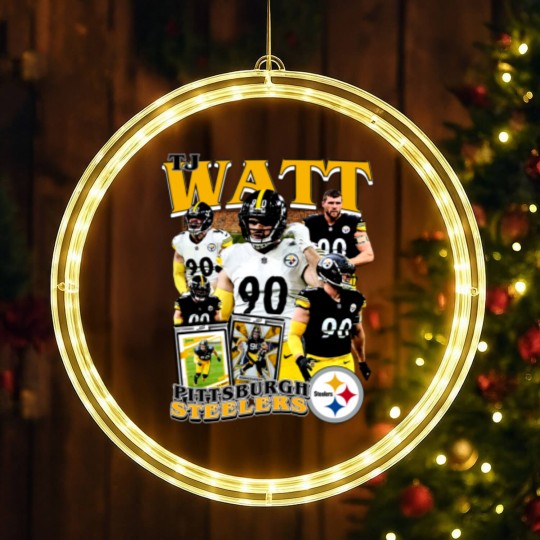 Discover Vintage 90s Graphic Style T. J. Watt LED Christmas Window Lights, Football LED Christmas Window Lights