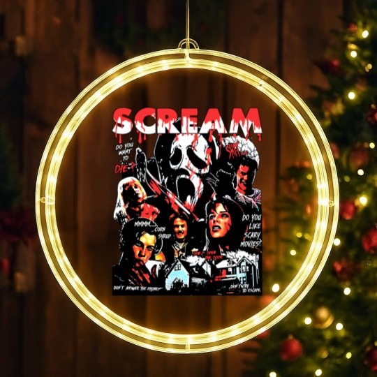 Discover Limited Vintage Scream Movie LED Christmas Window Lights, Scream Halloween LED Christmas Window Lights, Gift For Woman and Man Unisex LED Christmas Window Lights