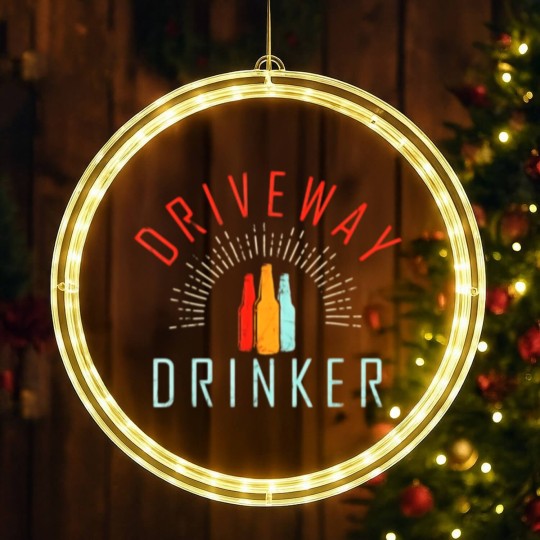 Discover Driveway Drinker LED Christmas Window Lights Retro Vintage Funny LED Christmas Window Lights