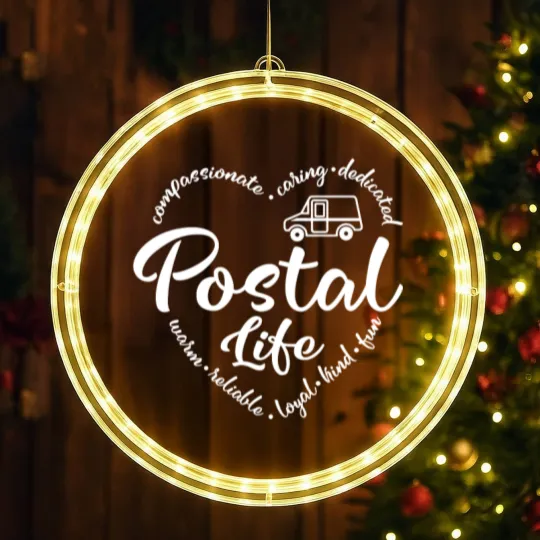 Discover Postal Life LED Christmas Window Lights, Postal Worker LED Christmas Window Lights, Mail Carrier LED Christmas Window Lights, Post Office LED Christmas Window Lights