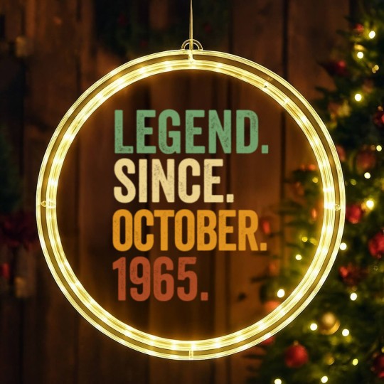 Discover Retro 1965 Birthday October Born Legend Since 1965 LED Christmas Window Lights