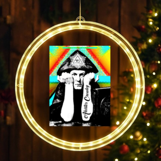 Discover Aleister Crowley Psychedelic Art Print Design - Aleister Crowley - LED Christmas Window Lights