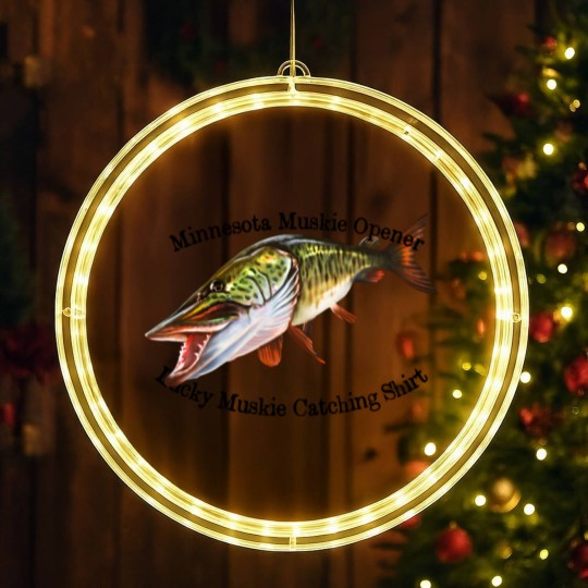 Discover Minnesota Muskie Fishing Opener LED Christmas Window Lights