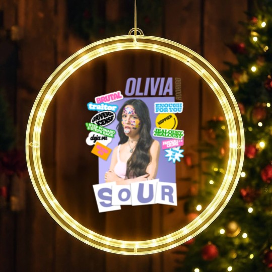 Discover Vintage Olivia Rodrigo LED Christmas Window Lights, Olivia Rodrigo Sour Tour Music LED Christmas Window Lights
