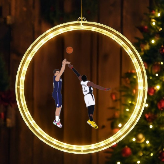 Discover Luka Doncic Game Winner Over the LED Christmas Window Lights