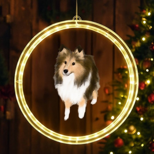 Discover Sheltie Cute Sheltie Drawing LED Christmas Window Lights