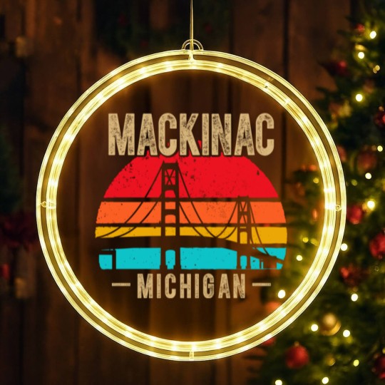 Discover mackinac bridge mackinaw retro vintage michigan souvenir LED Christmas Window Lights