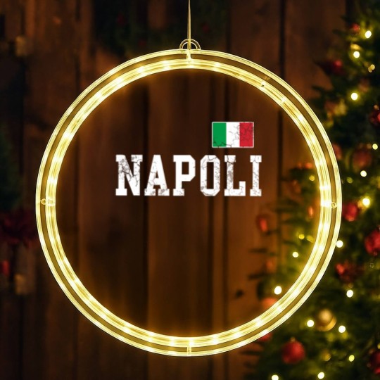 Discover Napoli Naples Italy Italia Flag Italian Vintage Distressed LED Christmas Window Lights