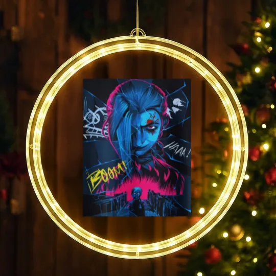 Discover Jinx Arcane LED Christmas Window Lights - Arcane Jinx League of Legends LED Christmas Window Lights
