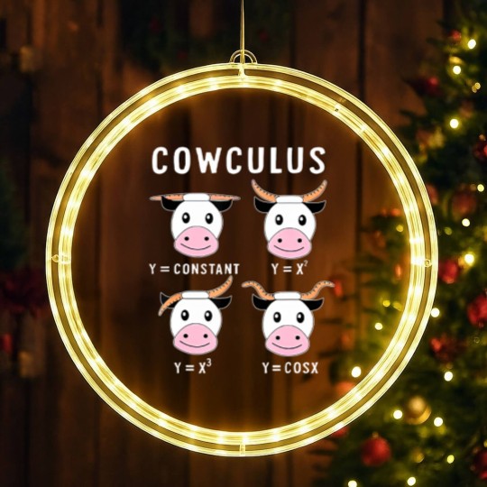Discover Cowculus Funny Math Math Geometry Teacher Math Lover LED Christmas Window Lights