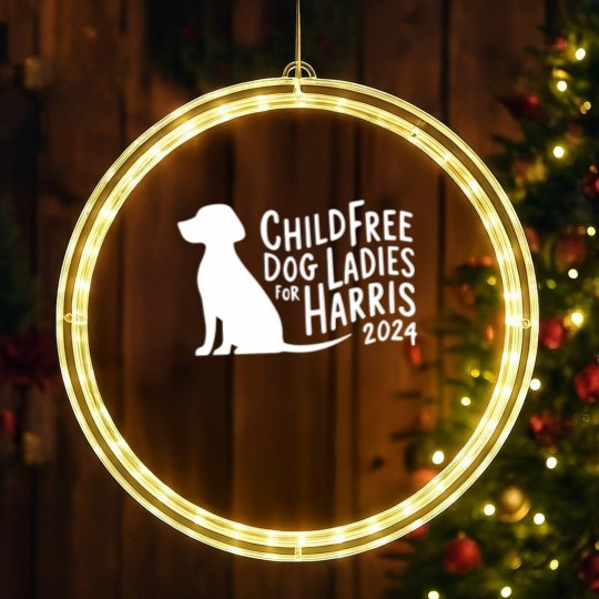 Discover Childfree Dog Ladies LED Christmas Window Lights, Harris 2024 Cat LED Christmas Window Lights, Funny Kamala Harris Graphic LED Christmas Window Lights