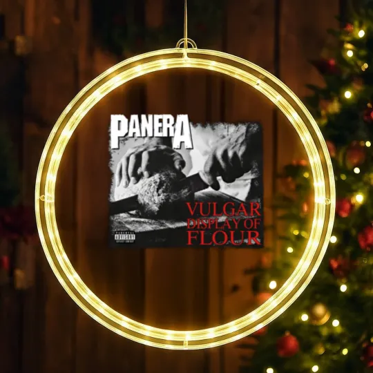 Discover PANERA Vulgar Display Of FLOUR Metal Band Parody Spoof Mayhem Skull LED Christmas Window Lights
