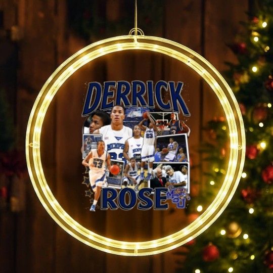 Discover Derrick Rose LED Christmas Window Lights - Derrick Rose - Retro American Basketball LED Christmas Window Lights